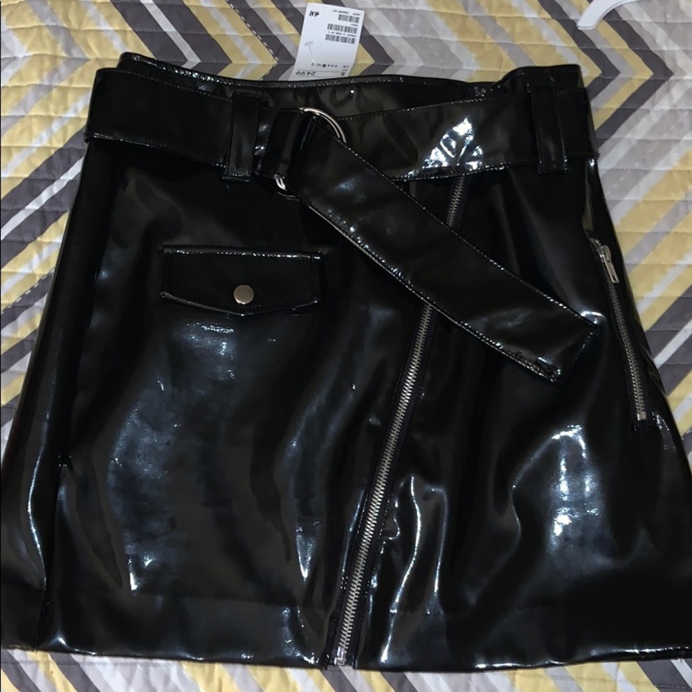 H&M black patent skirt
